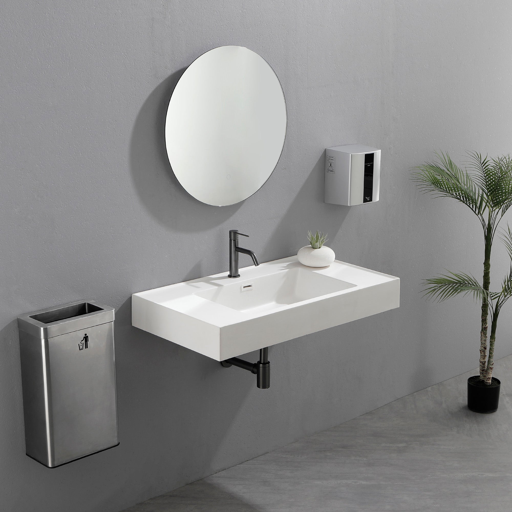 24-inch round LED bathroom mirror