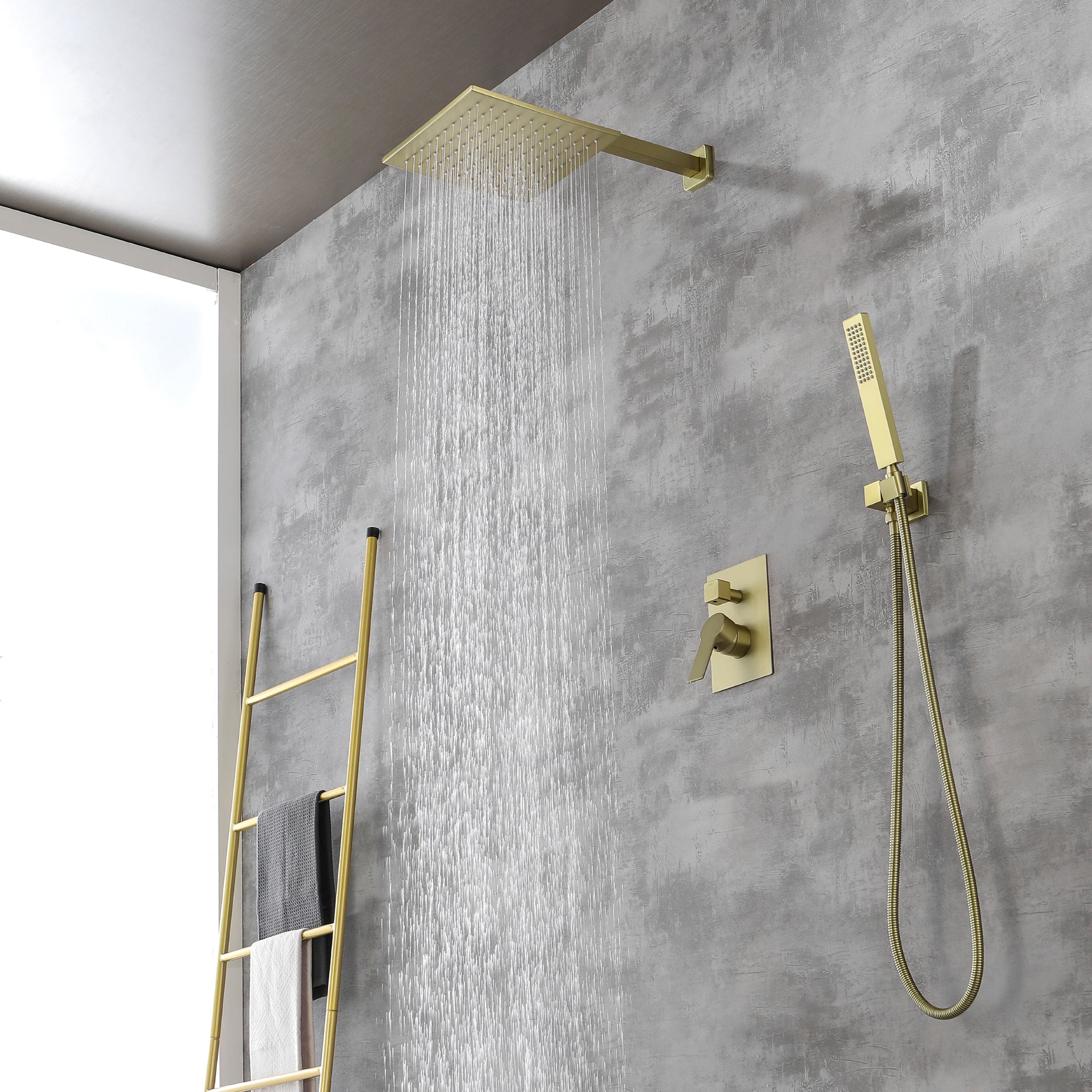 Wall-mounted shower system with handheld spray