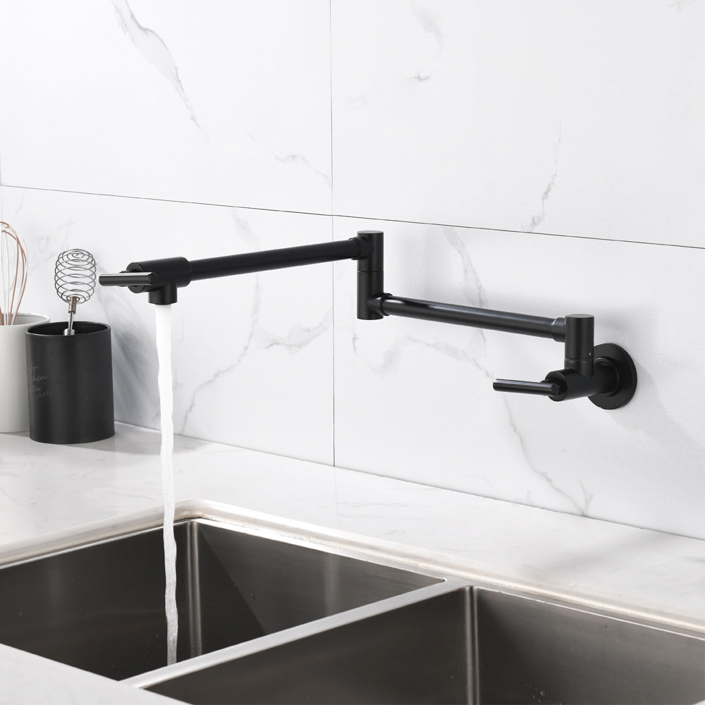 Wall-mounted folding pot filler